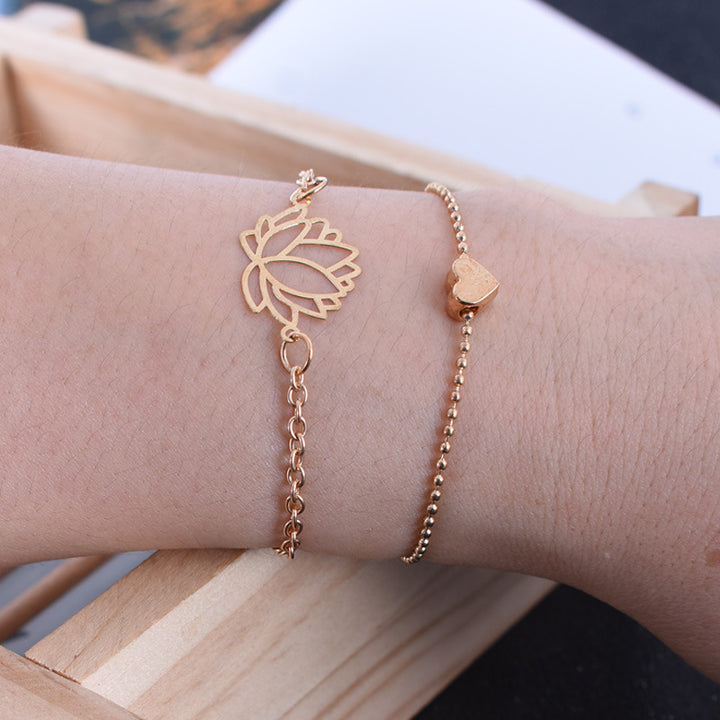 Pulsera de iluminación de corazón de amor de flor de loto de Buddha Stones 2 piezas