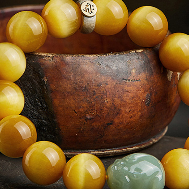 Pulsera de protección de jade Pixiu, ojo de tigre, Buda natal del zodiaco chino