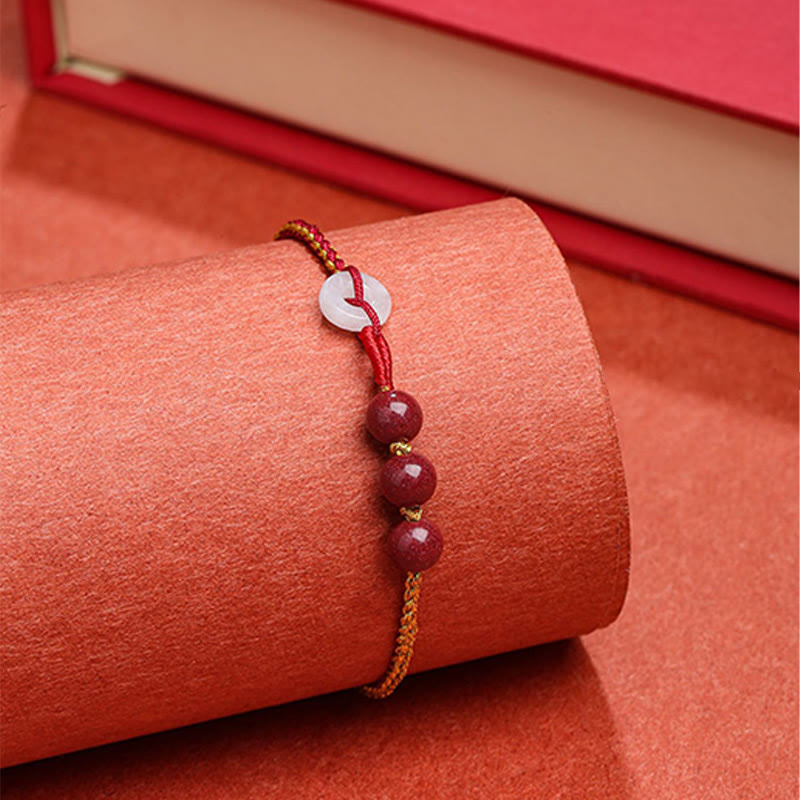 Pulsera de bendición con hebilla de paz de jade cinabrio natural con Buddha Stones