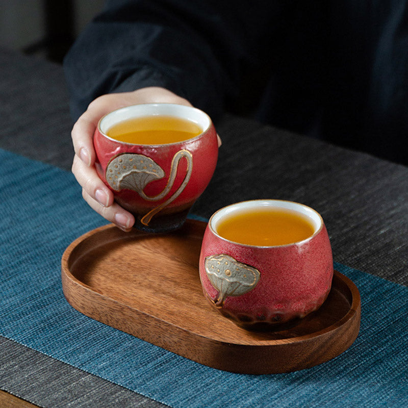 Taza de té de Kung Fu con Buddha Stones , vaina de loto grabada