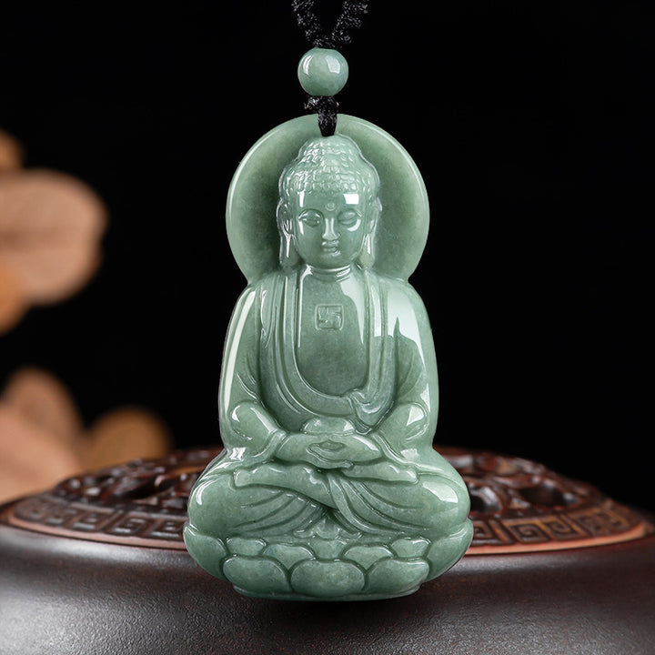 Collar de cadena de compasión con amuleto de jade de Buda Amitabha de Buddha Stones - SÍMBOLO DE BUDA (COMPASIÓN ♥ SERENIDAD) - image 1