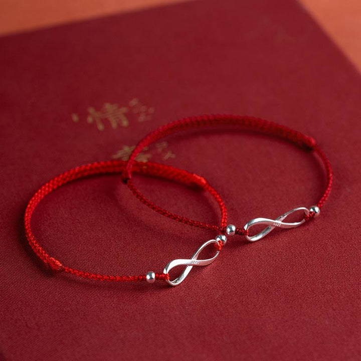 Pulsera tobillera de hilo rojo de la suerte con nudo infinito de plata de ley 925 con Buddha Stones