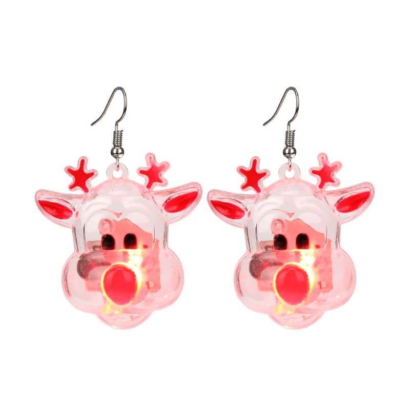 Pendientes luminosos de alce de árbol de Papá Noel de Navidad LED