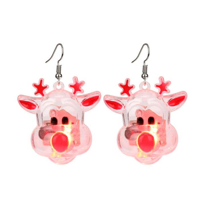 Pendientes luminosos de alce de árbol de Papá Noel de Navidad LED