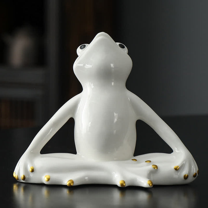 Decoración de estatua de rana Zen de cerámica meditando - Rana de meditación - Blanco - image 5