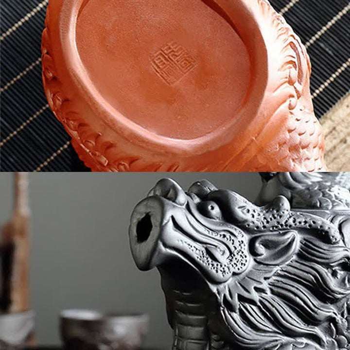 Tetera de cerámica Dragon Phoenix vintage