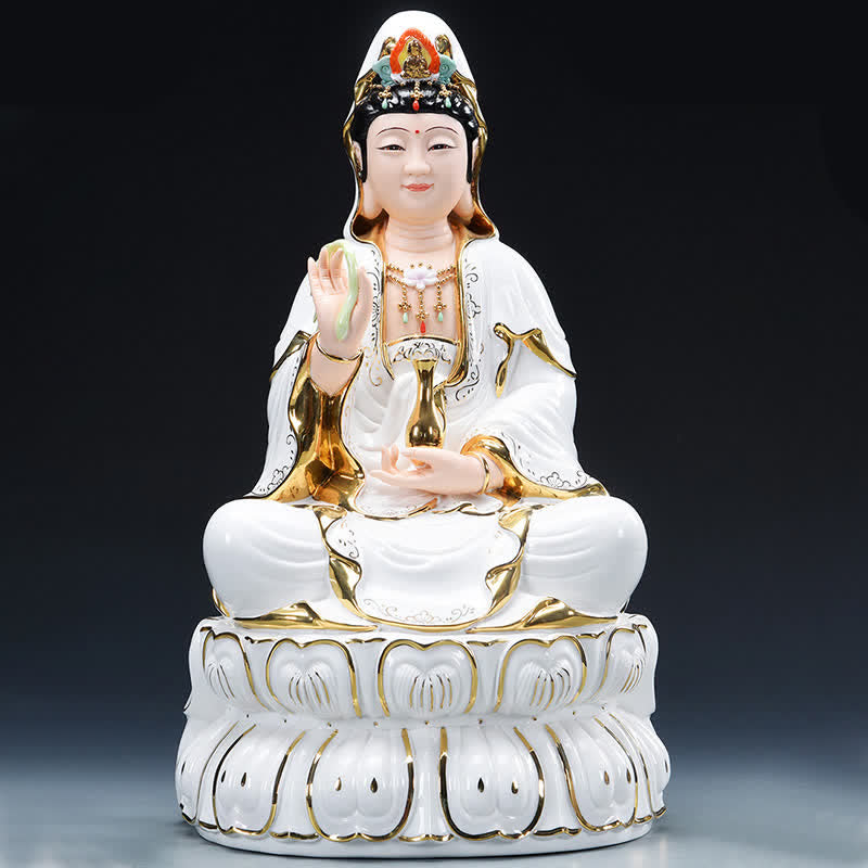 Chenrezig Bodhisattva Avalokitesvara Éxito Estatua de cerámica Decoración del hogar - image 5