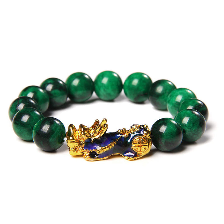Pulsera de protección de la abundancia de jade Pixiu de Buddha Stones
