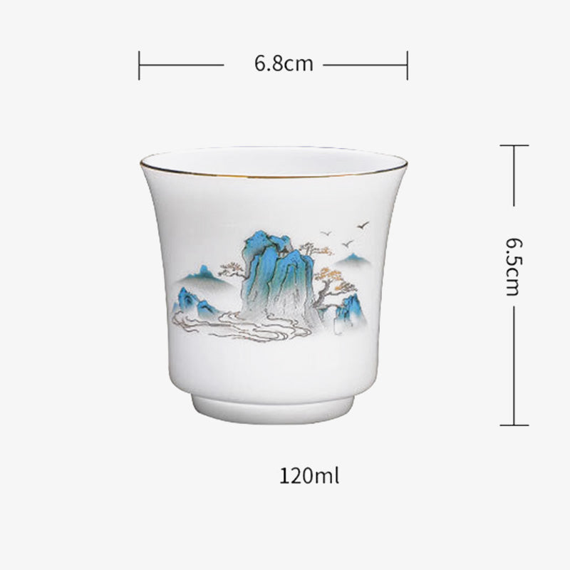 Taza de té de cerámica con diseño de árbol de ríos y montañas de piedras de Buddha Stones , taza de té de Kung Fu de 120ml