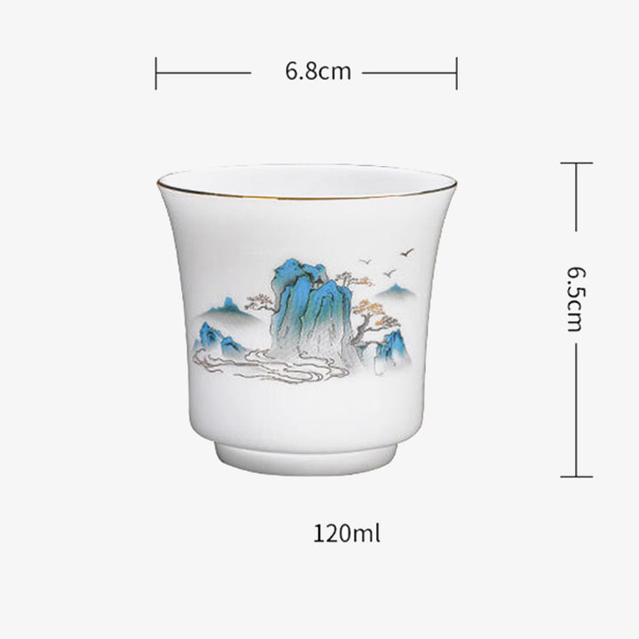 Taza de té de cerámica con diseño de árbol de ríos y montañas de piedras de Buddha Stones , taza de té de Kung Fu de 120ml