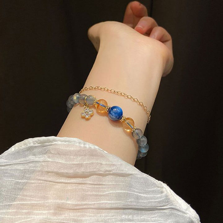 Pulsera de cuentas curativas de Chram de flor de piedra lunar natural
