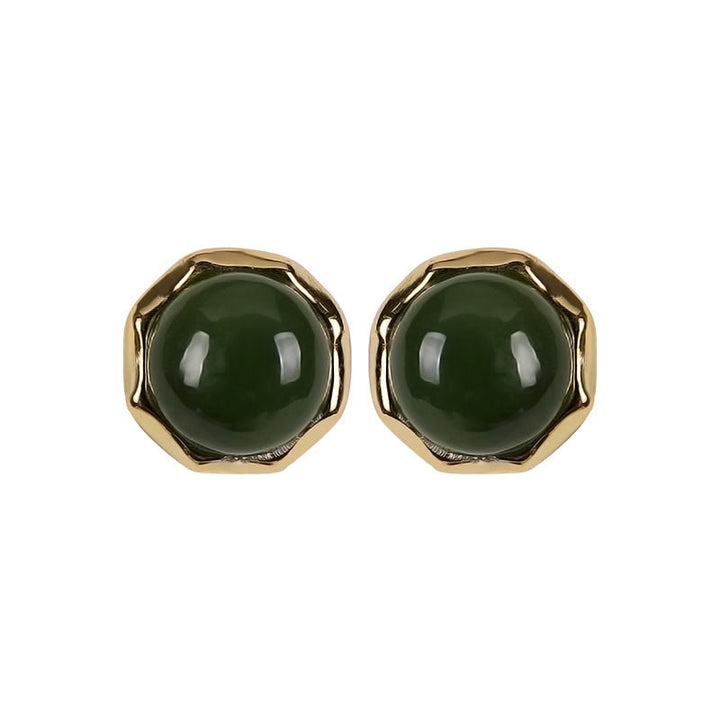 Pendientes de tuerca de la suerte con cuentas de jade cian hetiano natural chapado en plata de ley 925 con Buddha Stones - image 8