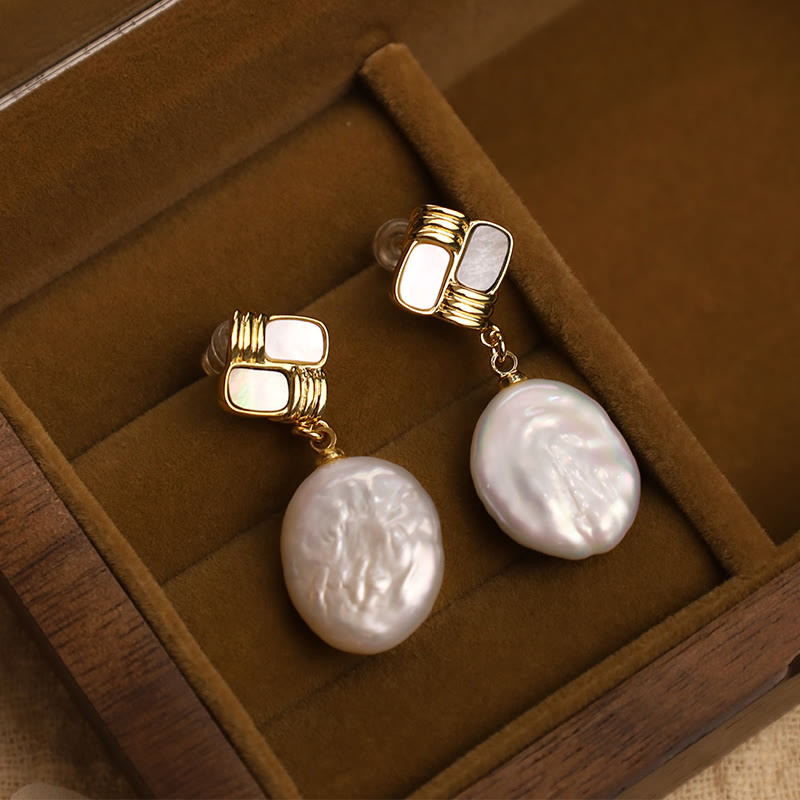 Pendientes colgantes curativos de perlas barrocas naturales de oro chapado en cobre con postes de plata de ley 925 con Buddha Stones