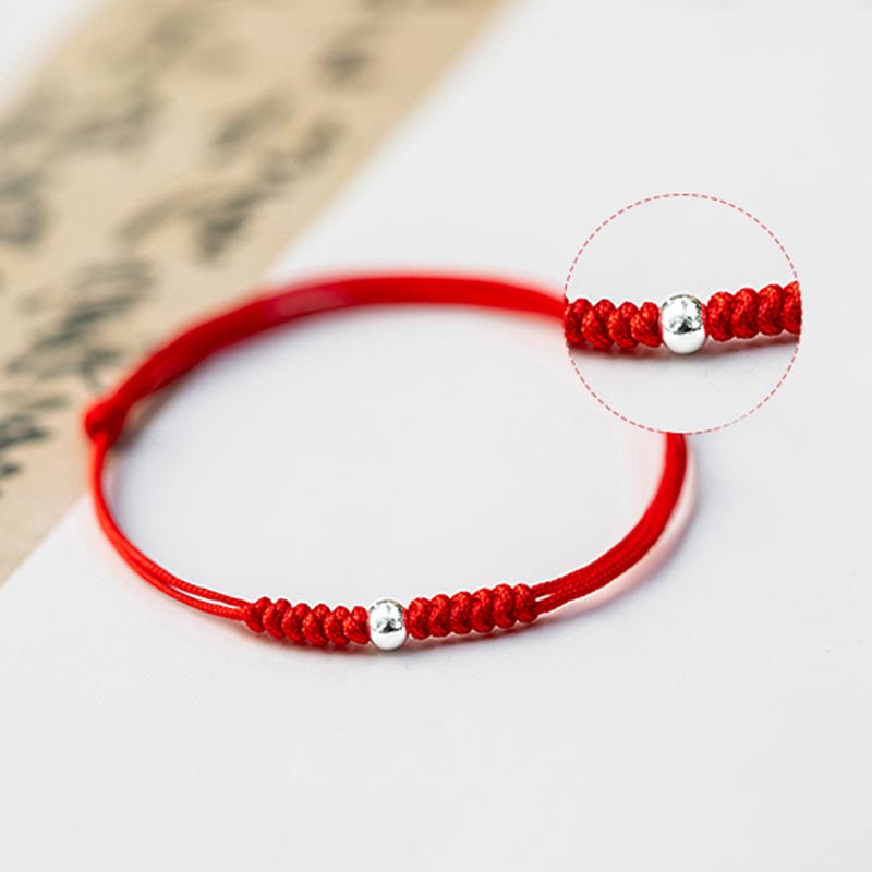 Pulsera trenzada de cordón fino rojo con cuentas de la suerte y Buddha Stones de plata de ley 925. - image 18