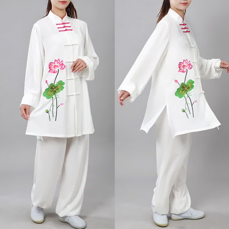 Conjunto de ropa para mujer con diseño de hojas y flores de loto y piedras de Buddha Stones para meditación, tai chi, oración y práctica espiritual zen - image 8