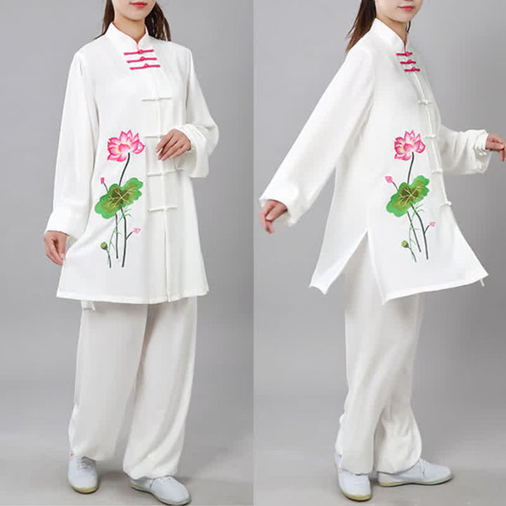 Conjunto de ropa para mujer con diseño de hojas y flores de loto y piedras de Buddha Stones para meditación, tai chi, oración y práctica espiritual zen - image 8