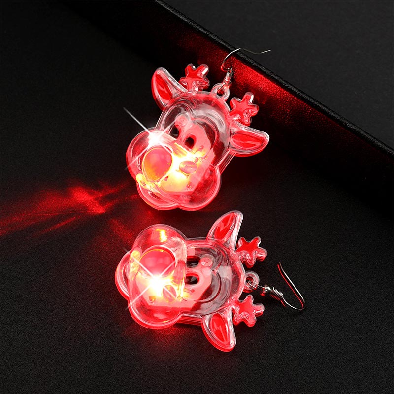 Pendientes luminosos de alce de árbol de Papá Noel de Navidad LED