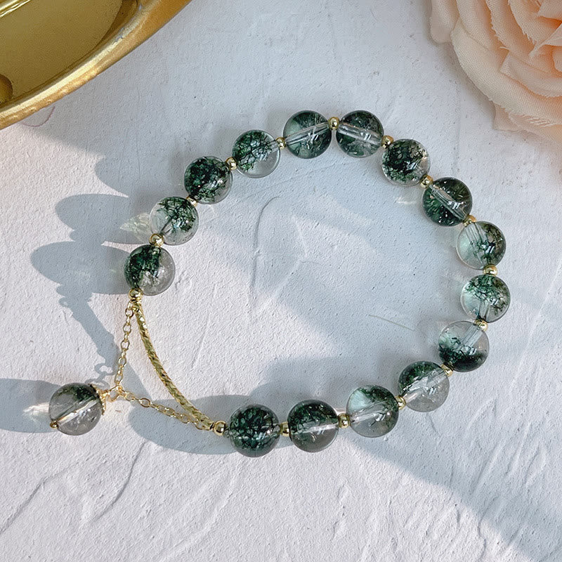 Pulsera con dije de confianza de cristal fantasma verde de Buddha Stones