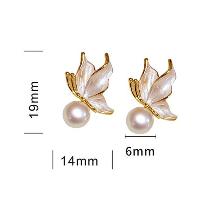 Pendientes de plata de ley 925 con Buddha Stones , chapados en cobre, oro, perlas naturales, mariposa, sabiduría