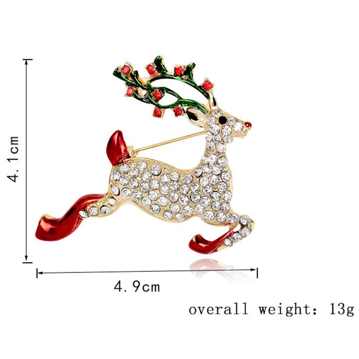 Broche navideño de cristal con diamantes de imitación multicolores