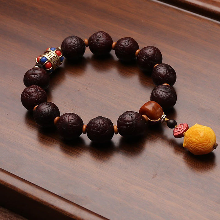 Cuenta de ágata de semilla de Bodhi tibetana, abalorio de borla de suerte y riqueza, Mala para muñeca