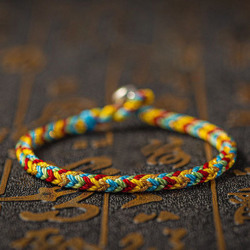 Buddha Stones;Que seas buena fortuna y éxito; Pulsera Suerte Multicolor - Naranja Azul Verde Rojo - 19 cm - image 5