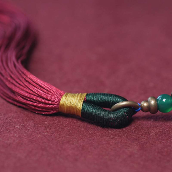 Pulsera de borla de paz con cuentas Dzi de semillas Bodhi de 108 cuentas Mala