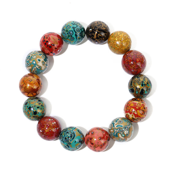 Pulsera Calm con cuentas de laca multicolor natural y piedras de Buddha Stones