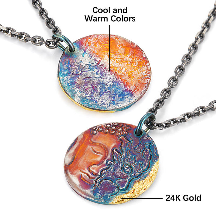 Collar con colgante de plata de ley 999 con Buddha Stones , oro de 24 quilates, mitad demonio, mitad Buda - image 5