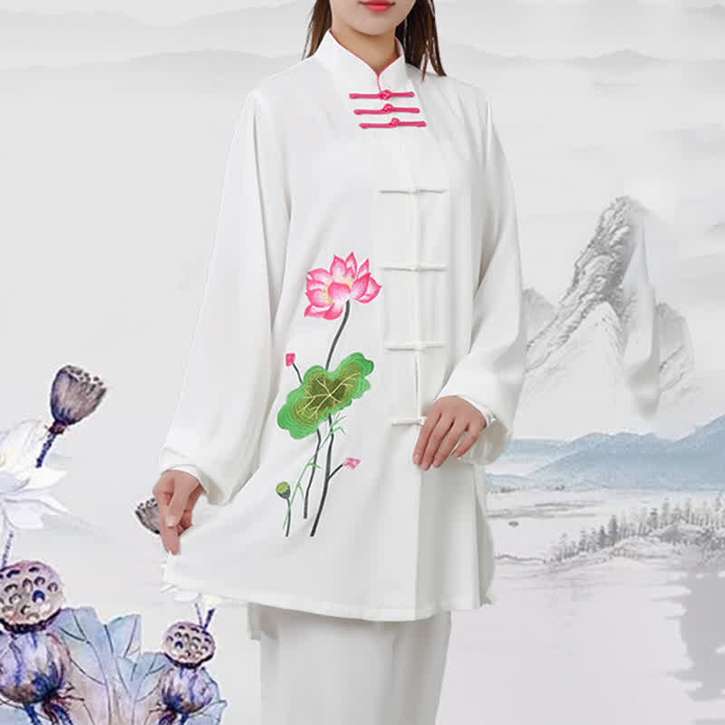 Conjunto de ropa para mujer con diseño de hojas y flores de loto y piedras de Buddha Stones para meditación, tai chi, oración y práctica espiritual zen - image 22