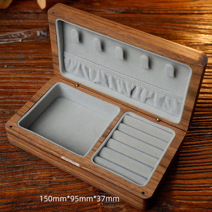 Caja de regalo de madera hecha a mano vintage de madera de nogal negro para guardar joyas