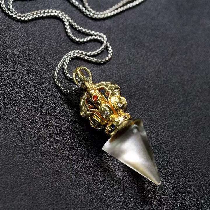 Buddha Stones tibetano Dorje Vajra 4 puntas Lotus Liuli cristal fuerza collar colgante - image 15