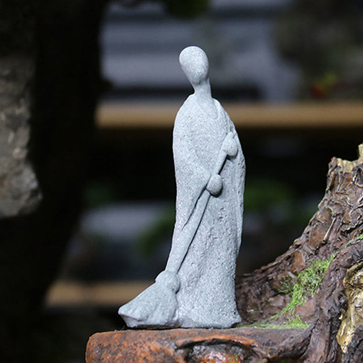 Buddha Stones Meditación Buda Monje Serenidad Decoración del Hogar - Buda monje barriendo 4,5 x 2,6 x 10,3 cm - image 16
