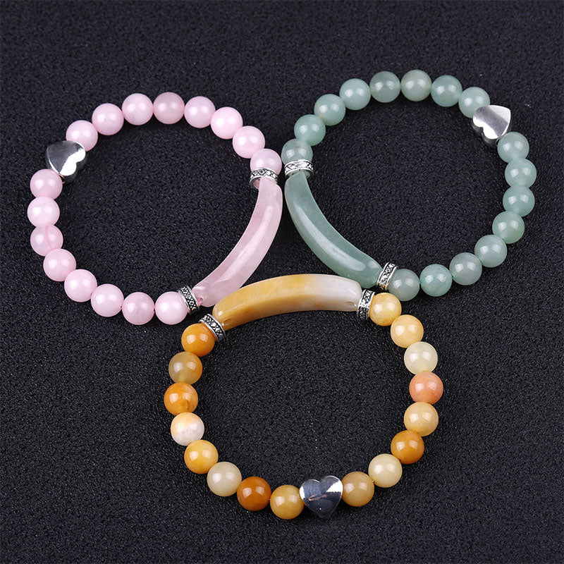 Pulsera de corazón unisex con cuentas de cristal natural