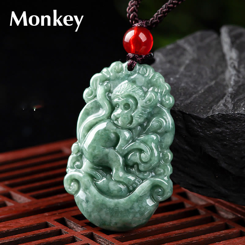 Colgante de collar de prosperidad del zodíaco chino con Buddha Stones de jade natural 12 - Mono - image 22