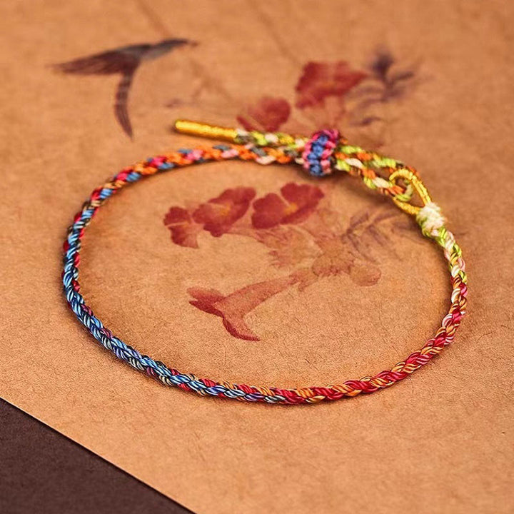 Pulsera para niño y adulto con Buddha Stones, hecha a mano, con cuerda colorida y suerte