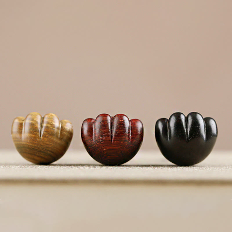 Buddha Stones hoja pequeña sándalo rojo sándalo verde madera de ébano gato de la suerte garra protección llavero