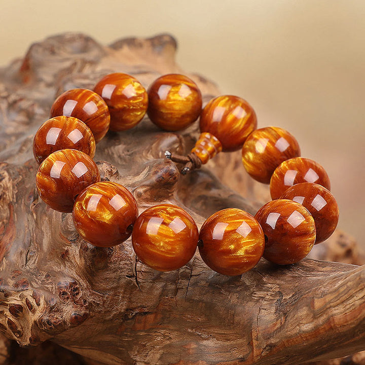 Buddha Stones Sauce De Mar Dorado Éxito Pulsera Positiva Mala