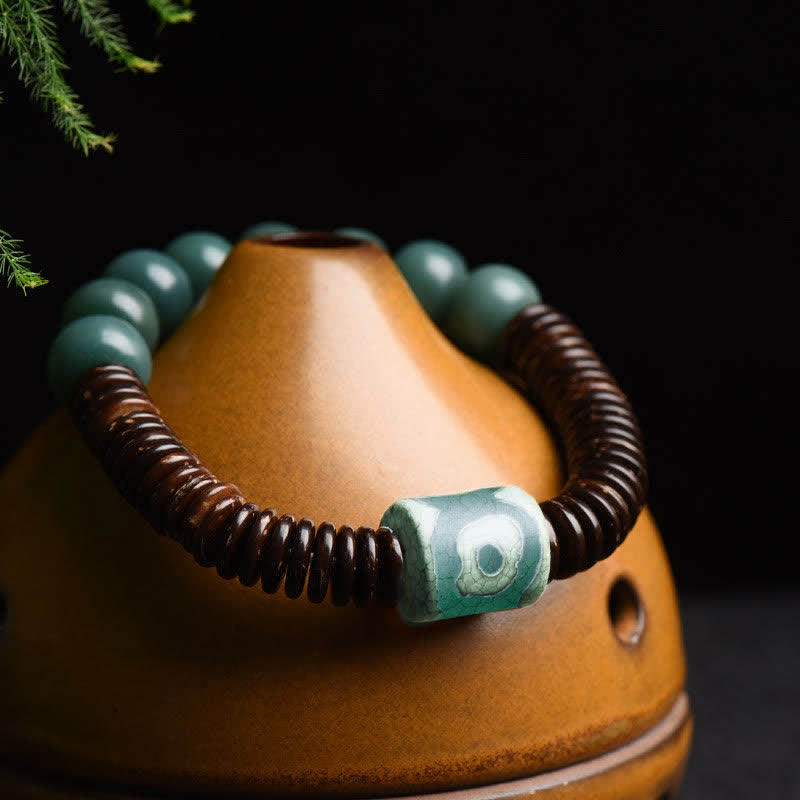 Pulsera tibetana de semilla de Bodhi cian, cuentas Dzi de cáscara de coco para mantener alejados los espíritus malignos