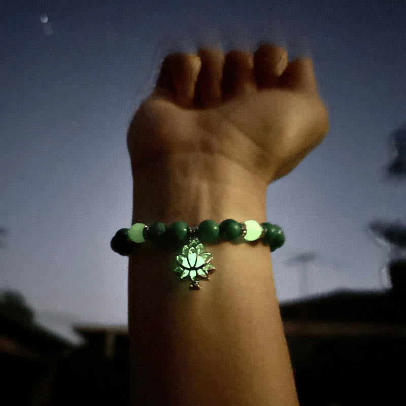 Pulsera de protección de loto con cuentas luminosas de piedra brillante turquesa tibetana de Buddha Stones