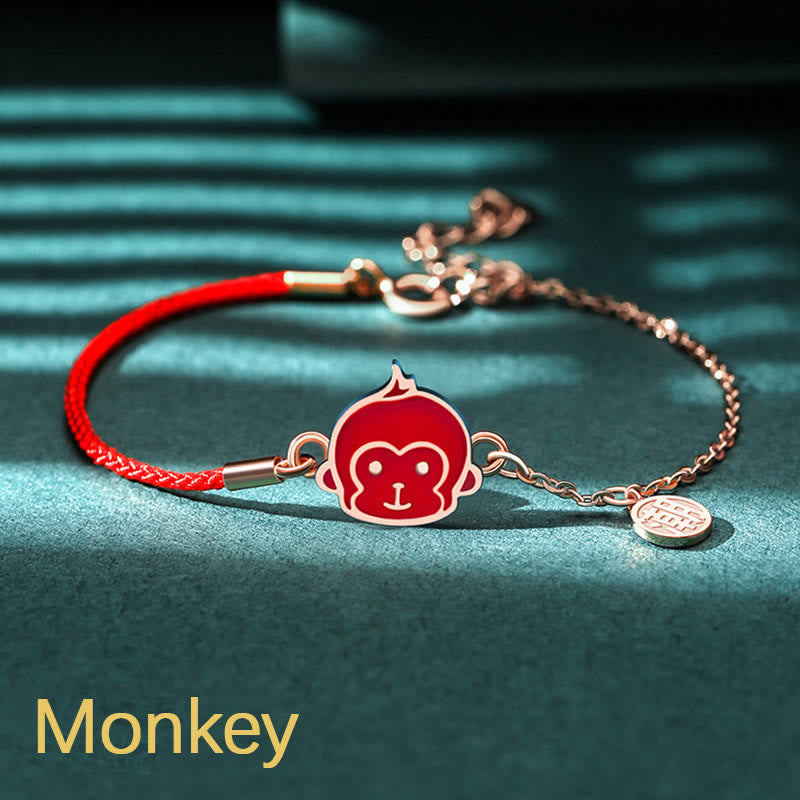 Pulsera de cadena de hilo rojo con protección de la suerte del zodiaco chino que cambia de color de Plata de Ley 925 con Buddha Stones - Mono (circunferencia de muñeca 14-15 cm) - image 22
