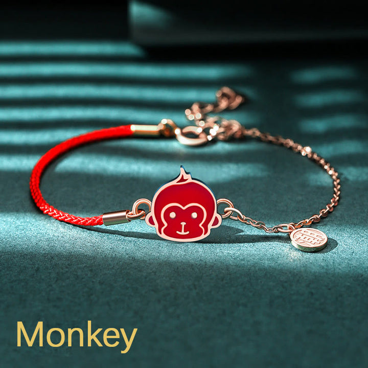 Pulsera de cadena de hilo rojo con protección de la suerte del zodiaco chino que cambia de color de Plata de Ley 925 con Buddha Stones - Mono (circunferencia de muñeca 14-15 cm) - image 22