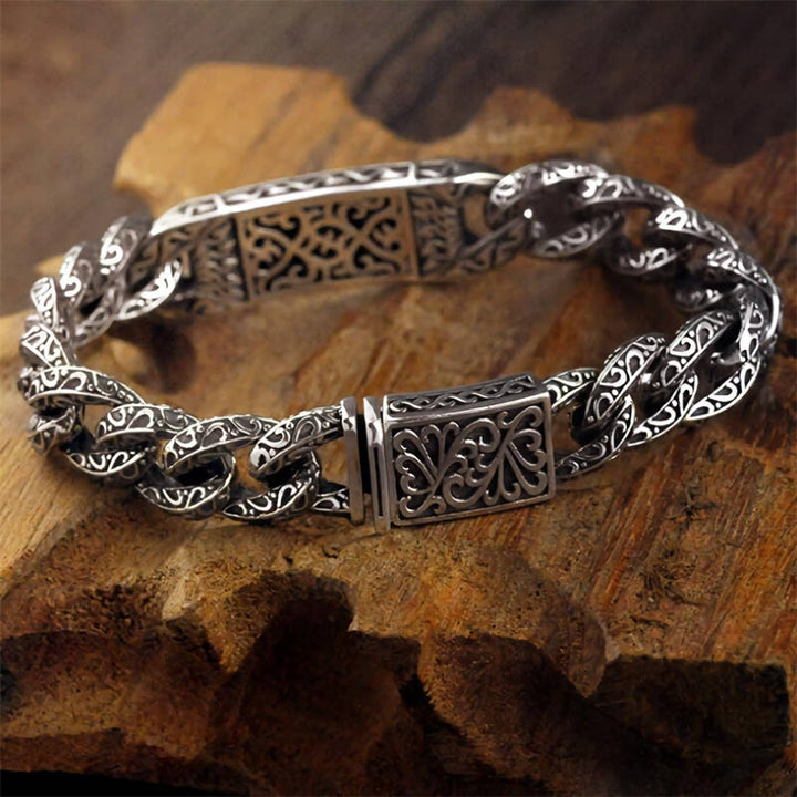 Pulsera curativa grabada con patrones vintage de Buddha Stones