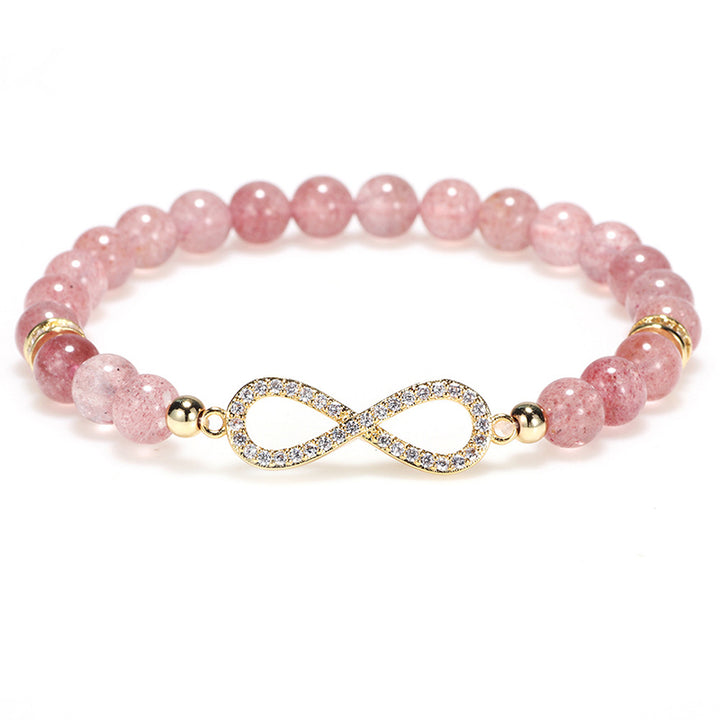 Pulsera curativa positiva de cuarzo fresa Natural con Buddha Stones