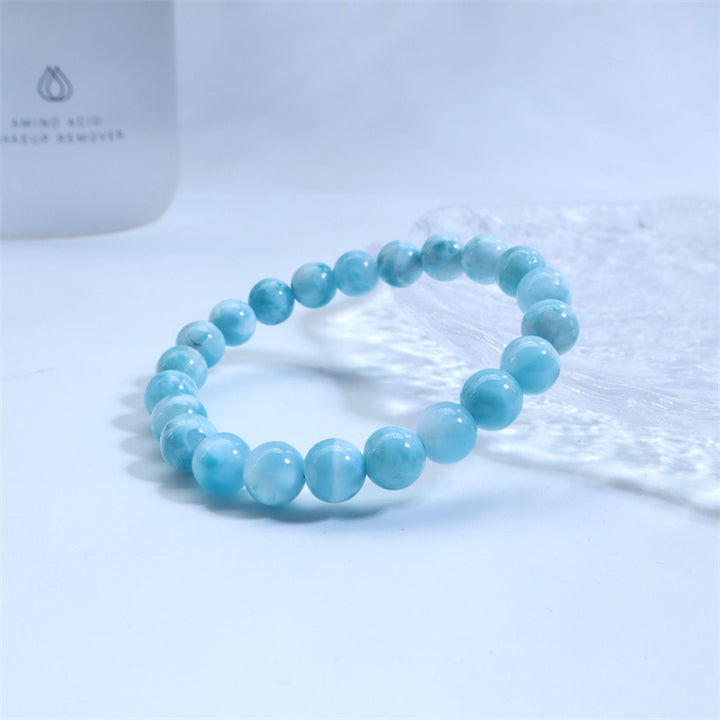 Pulsera de confianza de sabiduría de Larimar natural con Buddha Stones