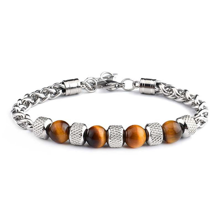 Pulsera de coraje con cuentas de ojo de tigre de ónix negro y Buddha Stones