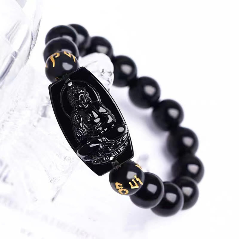 Pulsera de protección de obsidiana del zodiaco chino con Buddha Stones - image 9