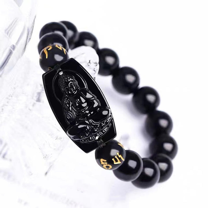 Pulsera de protección de obsidiana del zodiaco chino con Buddha Stones - image 9