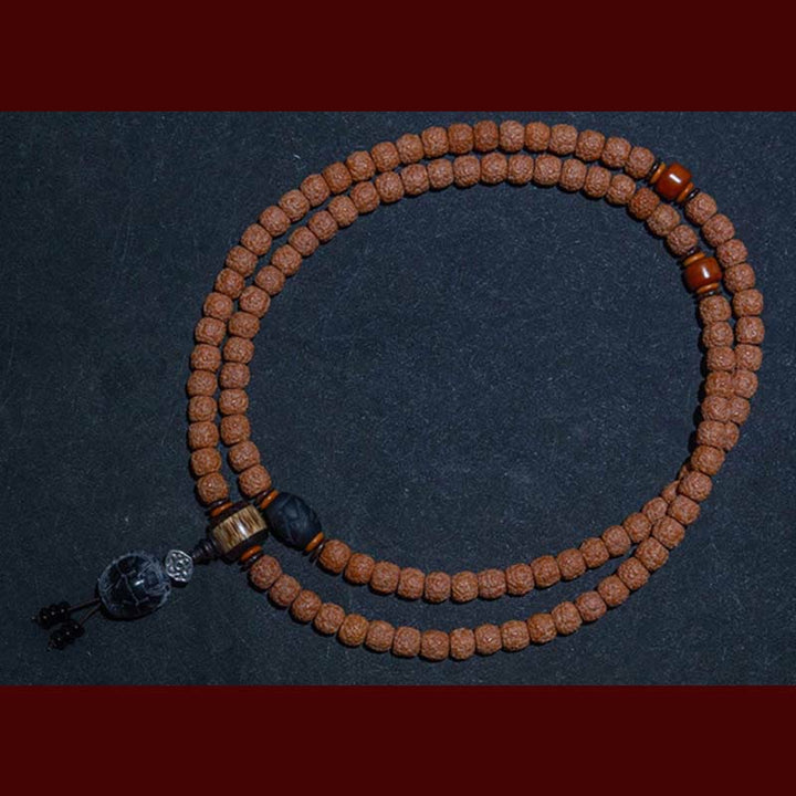 Tíbet 108 Mala cuentas Rudraksha Bodhi semilla zodiaco chino Buda Natal pulsera con dijes de riqueza