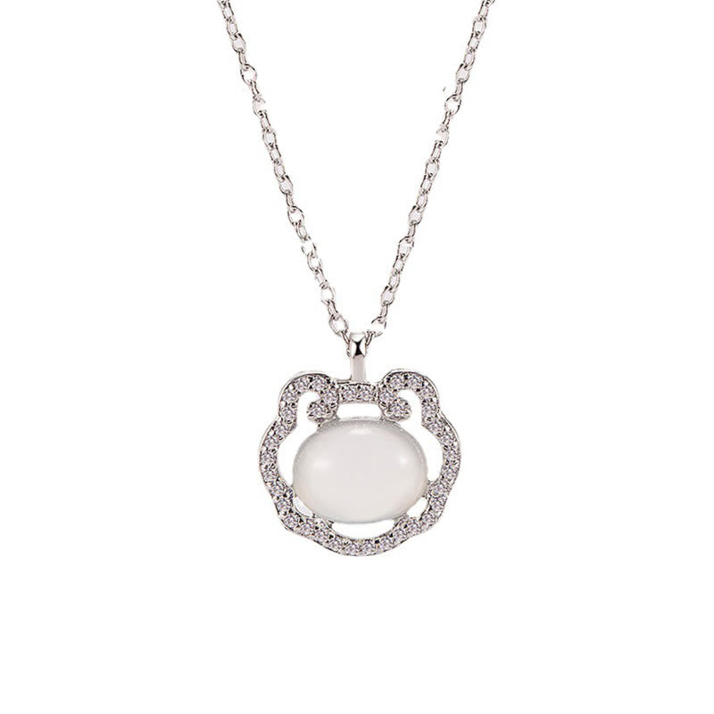 Colgante positivo del collar de los buenos deseos de la cerradura de la calcedonia de las Buddha Stones